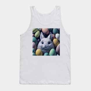 white bunny surrounded by colorful eggs sticker Tank Top